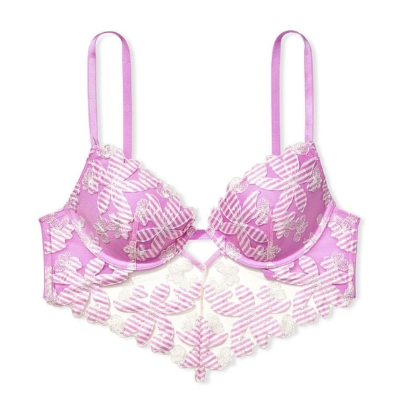 Lightly-Lined Floral Embroidered Bra Top 34C